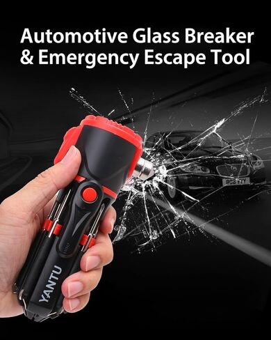 قاطع النوافذ وقاطع حزام الأمان من YANTU، كاسر زجاج السيارة، رؤوس مطرقة فولاذية التنجستن مزدوجة الجوانب، مطرقة أمان السيارة 2 في 1، أداة السيارات الضرورية للطوارئ in Kuwait