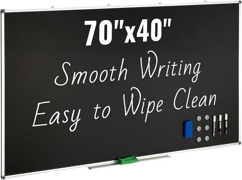 Black Board, 70 x 40 inch Large Chalkboard with Aluminum Frame, Black Boards Dry Erase Includes 1 Magnetic Erase & 3 Dry Erase Markers, Black Surface, for Office Home and School in Saudi Arabia