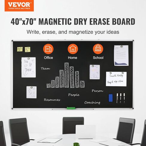 Black Board, 70 x 40 inch Large Chalkboard with Aluminum Frame, Black Boards Dry Erase Includes 1 Magnetic Erase & 3 Dry Erase Markers, Black Surface, for Office Home and School in Saudi Arabia