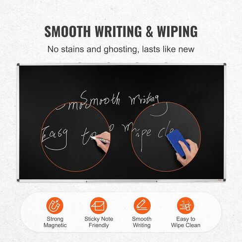 Black Board, 70 x 40 inch Large Chalkboard with Aluminum Frame, Black Boards Dry Erase Includes 1 Magnetic Erase & 3 Dry Erase Markers, Black Surface, for Office Home and School in Saudi Arabia