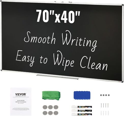 Black Board, 70 x 40 inch Large Chalkboard with Aluminum Frame, Black Boards Dry Erase Includes 1 Magnetic Erase & 3 Dry Erase Markers, Black Surface, for Office Home and School in Saudi Arabia