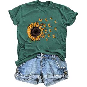 Dandelion Graphic T Shirt Women Wildflower Make a Wish Vintage Tees Top Funny Summer Short Sleeve Shirts