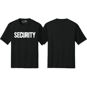 NYC FACTORY Security T-Shirt Front Back Print Mens Tee Staff Event Uniform Bouncer Screen Printed