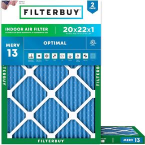 Filterbuy 18x18x1 Air Filter MERV 13 Optimal Defense (2-Pack), Pleated HVAC AC Furnace Air Filters Replacement (Actual Size: 17.75 x 17.75 x 0.75 Inches) in Kuwait