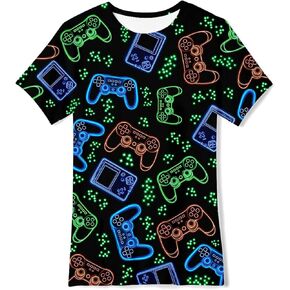 uideazone Boys Girls 3D Graphic Printed T-Shirt Crewneck Short Sleeve Tees 6-14 Years