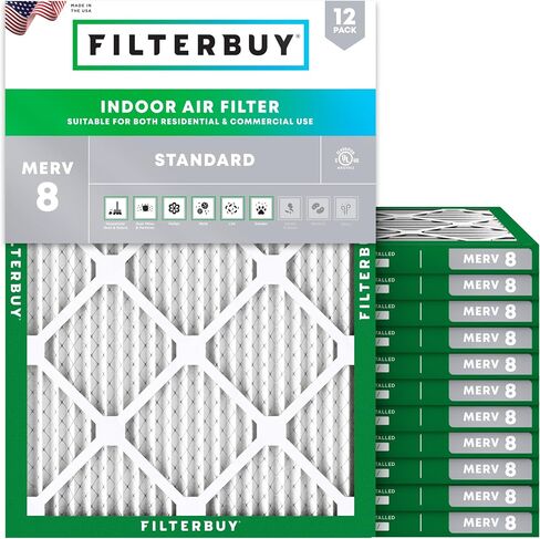 Filterbuy 16x36x1 فلتر هواء MERV 8 دفاع عن الغبار (12 حزمة)، استبدال مرشحات هواء فرن HVAC AC المطوية (الحجم الفعلي: 15.75 × 35.75 × 0.75 بوصة) in Saudi Arabia