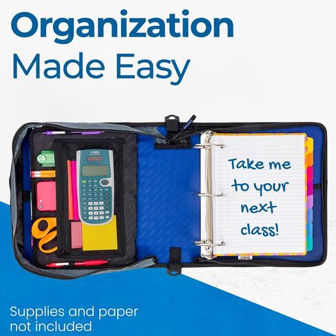 حافظة بسحاب من Case-it Mighty Zip Tab 6 عبوات 3 حلقات دائرية مع عروات 5 ألوان، مجلد ملفات ممتد وحزام كتف ومقبض، D-146 أزرق داكن in Saudi Arabia