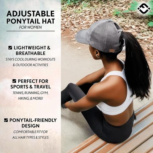 Funky Junque Criss Cross Saying Ponytail Hat Womens Baseball Cap Distressed Embroidered Patch Messy Bun Trucker Ponycap in Kuwait