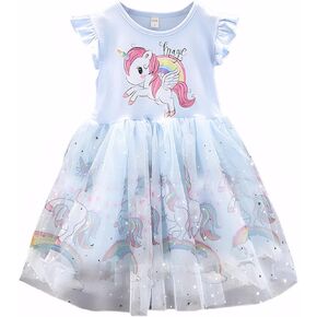 Toddler Girls Tutu Dresses Cute Casual Tulle Dress for Summer Home School Party 2-7T