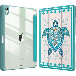 Fintie Hybrid Slim Case for iPad Air 5th Generation (2022) / iPad Air 4th Generation (2020) 10.9 Inch - [Built-in Pencil Holder] Shockproof Cover with Clear Transparent Back Shell, Starlight