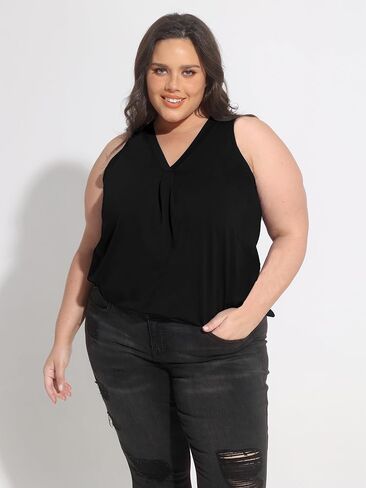 CARCOS Womens Plus Size Tank Tops Sleeveless Shirts Vneck Casual Camisole Animal/Floral/Star Tank XL-5XL in Kuwait