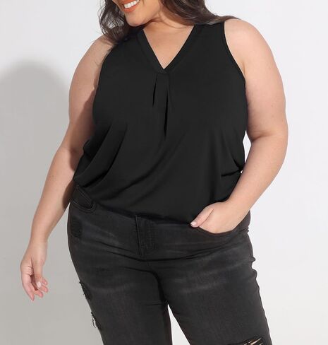 CARCOS Womens Plus Size Tank Tops Sleeveless Shirts Vneck Casual Camisole Animal/Floral/Star Tank XL-5XL in Kuwait