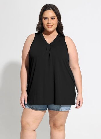 CARCOS Womens Plus Size Tank Tops Sleeveless Shirts Vneck Casual Camisole Animal/Floral/Star Tank XL-5XL in Kuwait