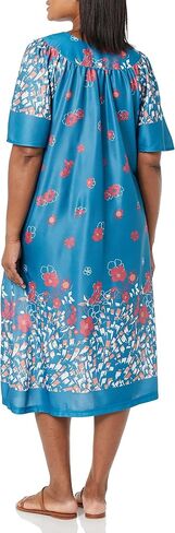 AmeriMark Women's & Women's Plus Border Lounge Dress- Short Sleeve Gown Sleepwear for Ladies, Navy Delight Border, 2X in Kuwait
