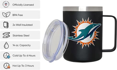 كوب سفر FOCO NFL للجنسين للكبار من الفولاذ المقاوم للصدأ المعزول باللون 14oz مع غطاء in Saudi Arabia