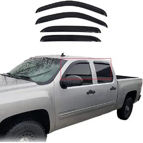 Tape On Window Visor Compatible with 2007-2013 Chevrolet Silverado GMC Sierra 1500/2500HD/3500HD Crew Cab, Side Vent Window Deflector Rain Guard Shade, Truck Accessories-4pcs