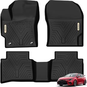 YITAMOTOR All-Weather Floor Mats Fit Toyota Corolla Sedan 2020-2024 (not fit for Hatchback), TPE All Weather Automotive Floor Mats Custom Fit 1st & 2nd Row Full Set Rubber Floor Liners