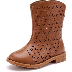 BMCiTYBM Girls Cowgirl Boots Unisex-Child Mid Calf Toddler Cowboy Boots Little Kids Western Boots Round Toe All Seasons Shoes