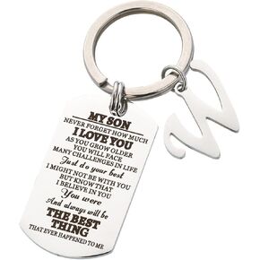 Son Gifts from Mom and Dad Initial Keychain