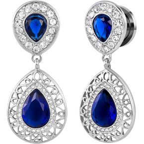 1 Pair Golden Ear Gauges Piercing Jewelry Stainless Steel Ear Dangle Plugs Tunnels Women's Elegant Style Floral Texture Ear Stretchers Earrings Expander.