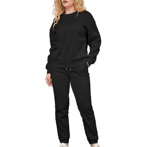 أطقم ملابس نسائية مكونة من قطعتين وأكمام طويلة وياقة دائرية وسويت شيرت وسروال رياضي وبدلة رياضية in Kuwait