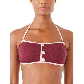 Kate Spade New York Pique Texture Contrast Bandeau Bikini Top