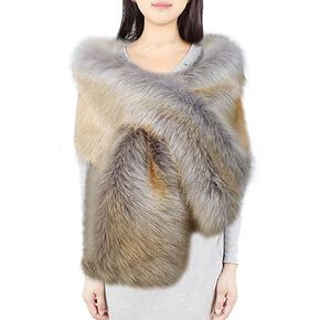 Women’s Warm Faux Fur Bride Shawl Shrug Plush Cape Bolero Waistcoat Tippet Wedding Evening Party Dress Shoulder Wraps Stole