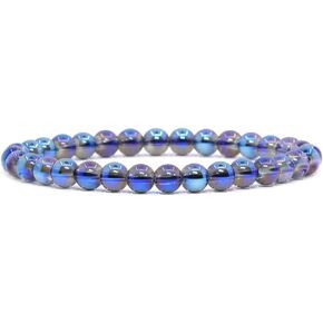 Gem Semi Precious Gemstone 6mm Round Beads Stretch Bracelet 6.5" Unisex