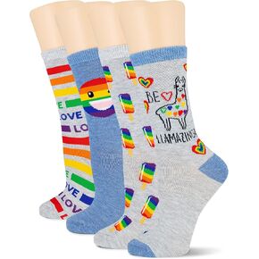 Women's Fun Love and Nature Crew Socks-4 Pairs-Cool & Cute Fashion Gifts