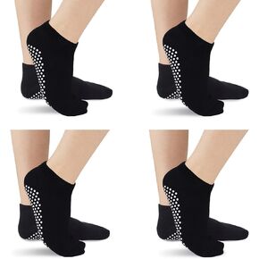 Non Slip Grip Pilate Socks Yoga Ballet Dance Hospital Home 4 pairs Sticky Socks for Women Adults
