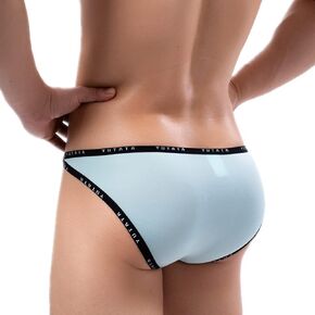 Faringoto Men's Ice Silk Underwear Sexy Letter Narrow Edge Bikini Low Waist Briefs