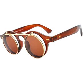 Steampunk Retro Gothic Vintage Colored Metal Round Circle Frame Sunglasses Colored Lens