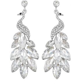 idealway Crystal Rhinestone Dangle Earrings For Women Wedding Jewelry Luxury Chandelier Drop Earring