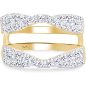 AFFY 1.00 Ct. Double Infinity Wedding Ring Guard Enhancer In 14k Gold Plated 925 Sterling Silver with Cubic Zirconia Gifts For Her