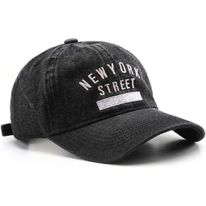 New York Embroidered Baseball Cap Washed Denim Cap