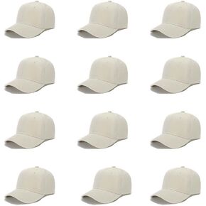 Plain Baseball Caps,Lot 12 PC Adjustable Size Unisex Blank Design Baseball Caps