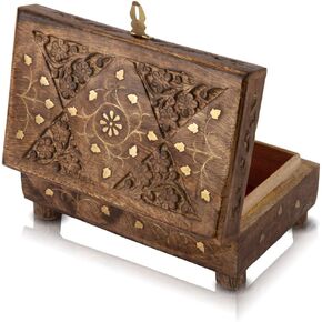 Great Birthday Gift Ideas Handmade Decorative Wooden Jewelry Box With Free Lock & Key Jewelry Organizer Keepsake Box Treasure Chest Trinket Holder Lock Box Watch Box 8 x 5 Inch