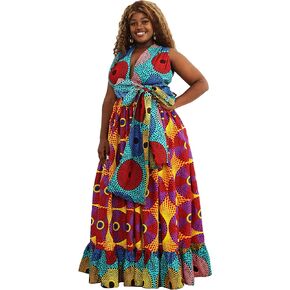 HongyuAmy Women's African Print Maxi Dresses Ankara Multi Color Dress for Women