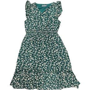 Allegra K Women's Floral Dress Flutter Sleeves 2023 V Neck Smocked Ruffle Dress
