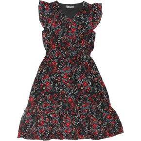 Allegra K Women's Floral Dress Flutter Sleeves 2023 V Neck Smocked Ruffle Dress in Kuwait