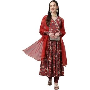 FIORRA Women's Pure Cotton Flared Kurta with Pant and Dupatta