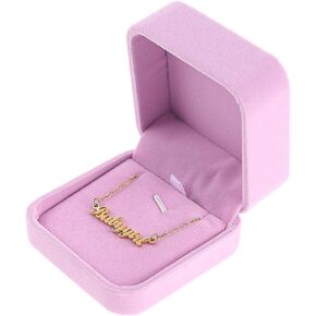 RJ Displays-1 Piece Premium Pink Velvet Pendant Earring Necklace Storage Gift Jewelry Display Box for Anniversary, Wedding, Engagement, Proposal, Christmas, Valentine Jewelry Gift… (Pink-1 Pcs)
