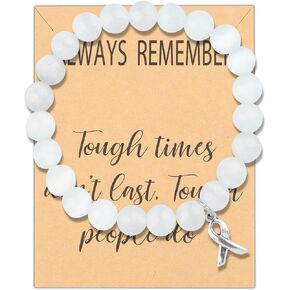 Lung Cancer Awareness Ribbon Beads Bracelet Lung Cancer Awareness Gift For Her