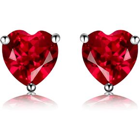 Navachi 925 Sterling Silver 18k White Gold Plated 3.0ct Heart Ruby Sapphire Emarald Stud Earrings