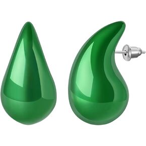 Fekang Earring Dupes Colorful Teardrop Earrings for Women Trendy Lightweight Hoop Earrings Hypoallergenic 18K Gold Plated Earrings