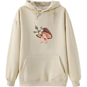 Bubeutou Women Kawaii Mushroom Sweatshirt Graphic Cute Hoodies for Teen Girls Aesthetic Cotton Hoodie Cottagecore Pullover