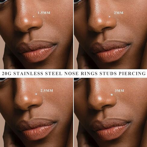 Jstyle 20G Stainless Steel Nose Rings Studs Piercing Body Jewelry 1.5mm 2mm 2.5mm 3mm in Saudi Arabia