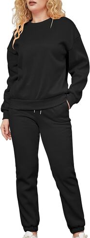 أطقم ملابس نسائية مكونة من قطعتين وأكمام طويلة وياقة دائرية وسويت شيرت وسروال رياضي وبدلة رياضية in Kuwait