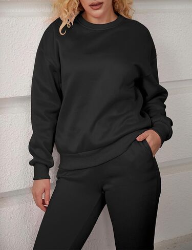 أطقم ملابس نسائية مكونة من قطعتين وأكمام طويلة وياقة دائرية وسويت شيرت وسروال رياضي وبدلة رياضية in Kuwait