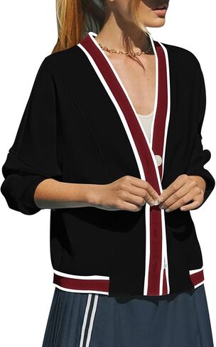 سترة نسائية كبيرة الحجم من Kisscynest بأزرار سفلية ورقبة على شكل حرف V ومعاطف متعددة الألوان مع جيوب in Kuwait